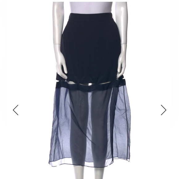 Stella McCartney Dresses & Skirts - Stella McCartney Navy Sheer Overlay Midi Skirt NWT SZ 2-4/38